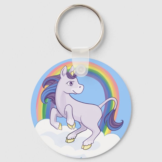 Cute Magical Rainbow Unicorn Key Ring (Front)
