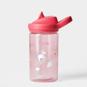 Cute Magical Rainbow Unicorn Personalised Kids Water Bottle
