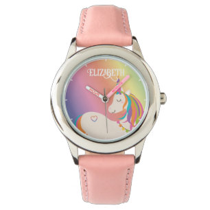 Cute Magical Rainbow Unicorn Personalised Name Watch
