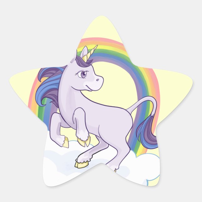 Cute Magical Rainbow Unicorn Star Sticker (Front)