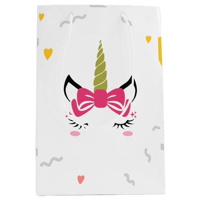 Cute Magical Sleeping Unicorn Medium Gift Bag (Front)