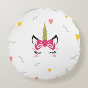 Cute Magical Sleeping Unicorn Round Cushion