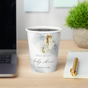 Cute Magical Starry Watercolor Fairy Baby Shower Paper Cups