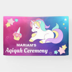 Cute Magical Unicorn Aqiqah Banner