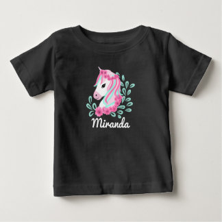 Cute magical Unicorn customisable name Baby T-Shirt
