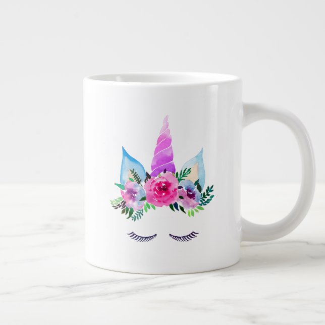 Cute Magical Unicorn Face Large Coffee Mug (Right)