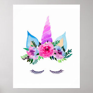 Cute Magical Unicorn Face Poster