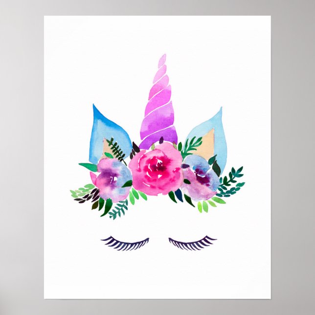 Cute Magical Unicorn Face Poster (Front)