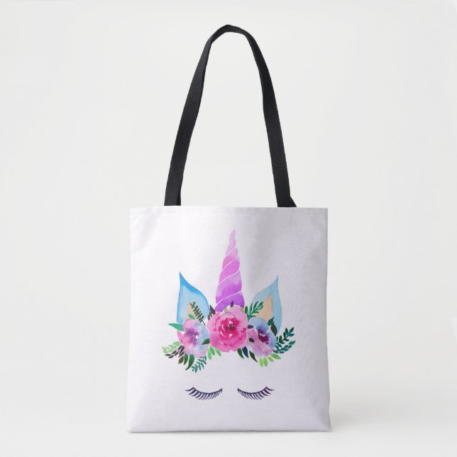 Cute Magical Unicorn Face Tote Bag (Front)