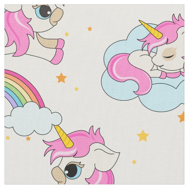 Cute magical unicorn girly fabric (Close Up)