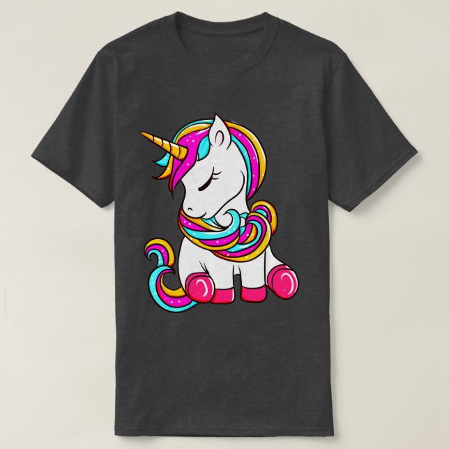 Cute Magical Unicorn Girly Sparkle T-Shirt (Design Front)