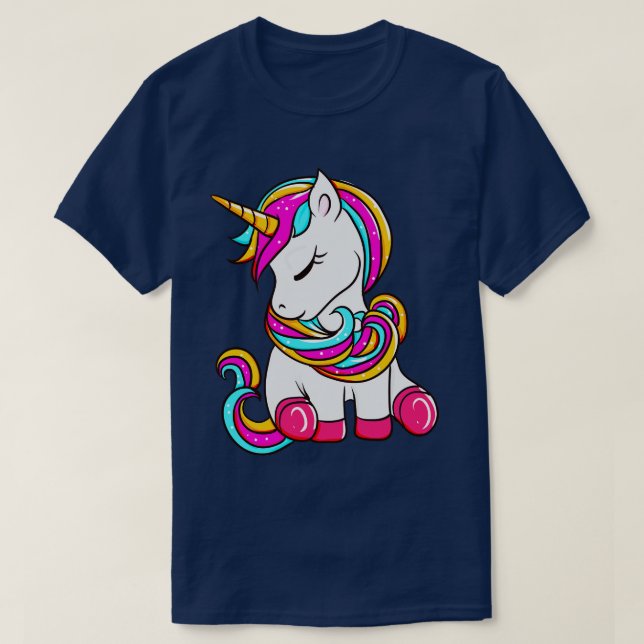 Cute Magical Unicorn Girly Sparkle T-Shirt (Design Front)