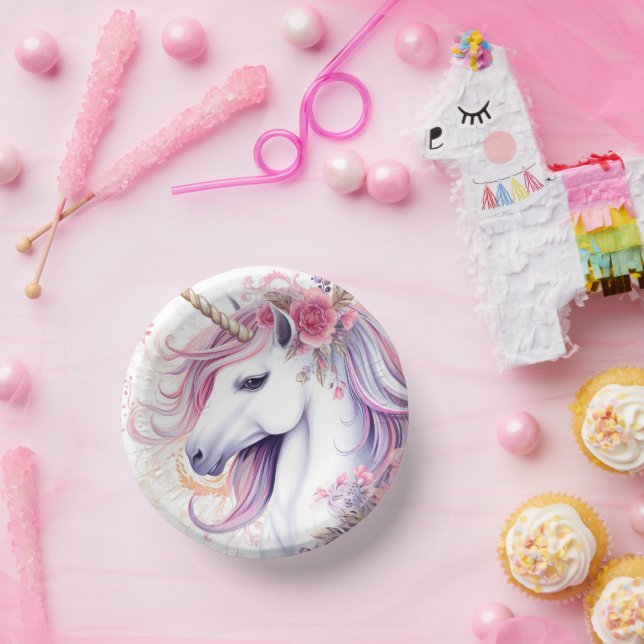 Cute Magical Unicorn Paper Plate (Party)