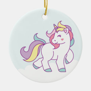 Cute Magical Unicorn Pastel colour Personalised Ceramic Ornament