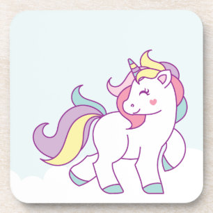 Cute Magical Unicorn Pastel colour Personalised Coaster