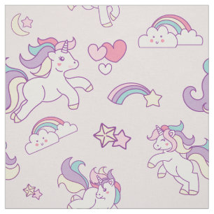 Cute Magical Unicorn Pastel colour pink Fabric