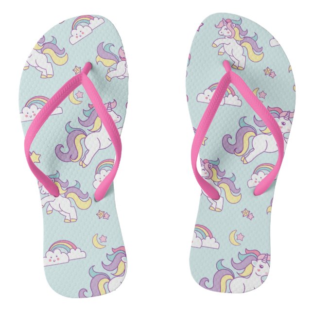 Cute Magical Unicorn Pastel colour Thongs (Footbed)