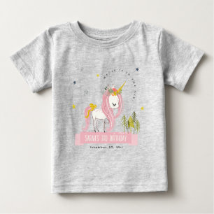 Cute Magical Unicorn Pink Yellow Kids Birthday Baby T-Shirt