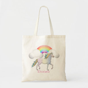 Cute  Magical Unicorn, Rainbow Tote Bag