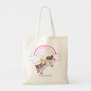 Cute  Magical Unicorn, Rainbow Tote Bag