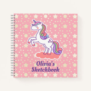 Cute Magical Unicorn Star Polka Dot Personalised  Notebook