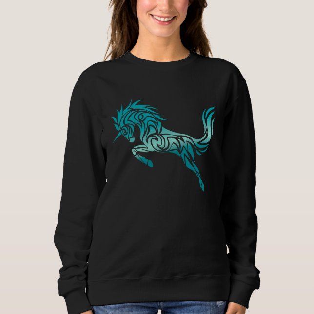Cute Magical Unicorn Tribal Hawaiian Tattoo Sweatshirt (Front)