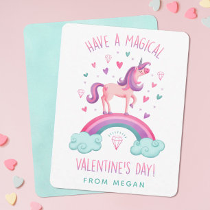 Cute Magical Unicorn Valentines Day Flat Note Card