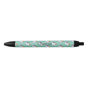 Cute Magical Unicorn w Colourful Hair Personalis Black Ink Pen