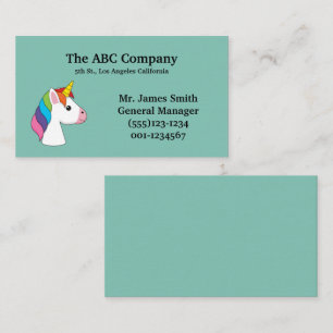Cute Magical Unicorn w Colourful Hair Personalis Business Card
