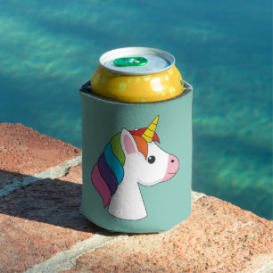 Cute Magical Unicorn with Colourful Hair Can Cooler