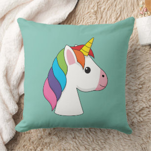 Cute Magical Unicorn with Colourful Hair Cushion