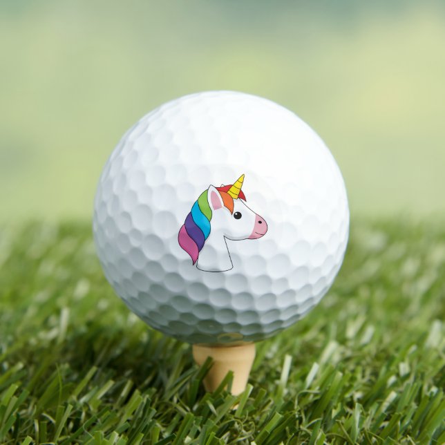 Cute Magical Unicorn with Colourful Hair Golf Balls (Insitu Tee)