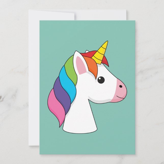Cute Magical Unicorn with Colourful Hair Holiday Card (Front)