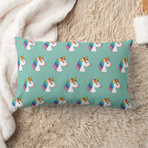 Cute Magical Unicorn with Colourful Hair Lumbar Cushion