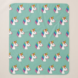Cute Magical Unicorn with Colourful Hair Sherpa Blanket