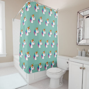 Cute Magical Unicorn with Colourful Hair Shower Curtain
