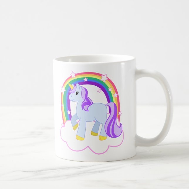 Cute Magical Unicorn with rainbow (Customisable!) Coffee Mug (Right)