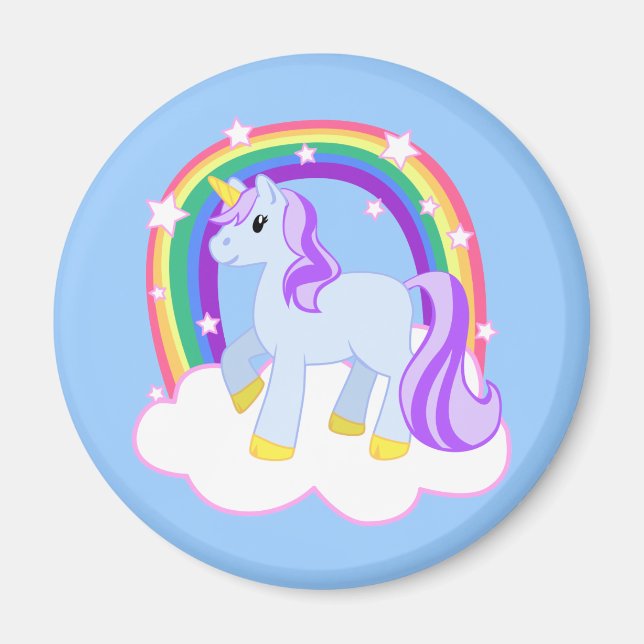Cute Magical Unicorn with rainbow (Customisable!) Magnet (Front)