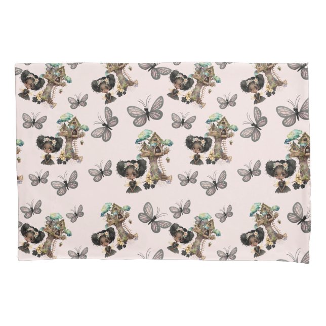 Cute Magical Woodland Fairy Butterfly Pillowcase (Front)