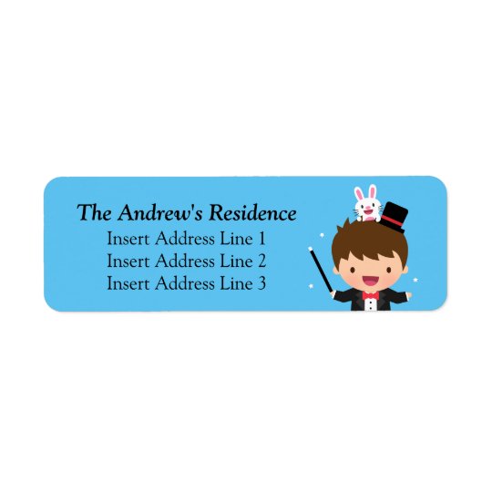 Cute Magician Boy and Magic Bunny Return Address Label