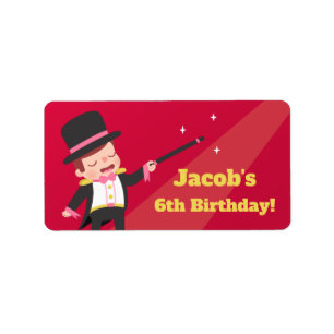 Cute Magician Boy Kids Birthday Party Decor Label