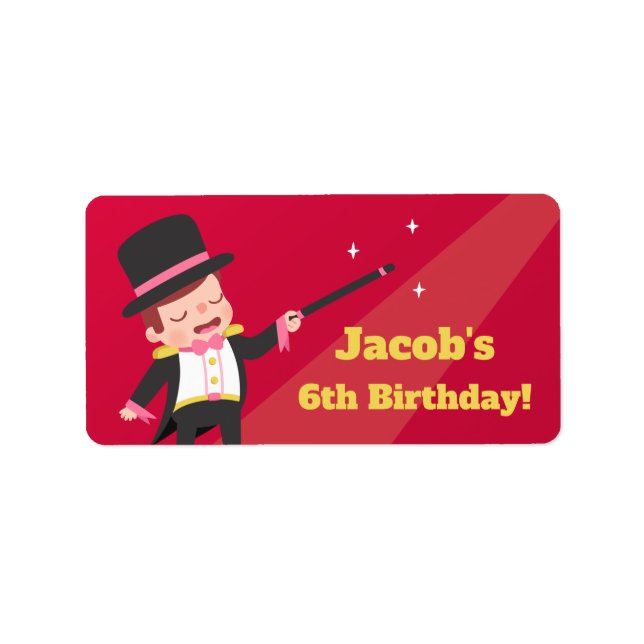 Cute Magician Boy Kids Birthday Party Decor Label (Front)