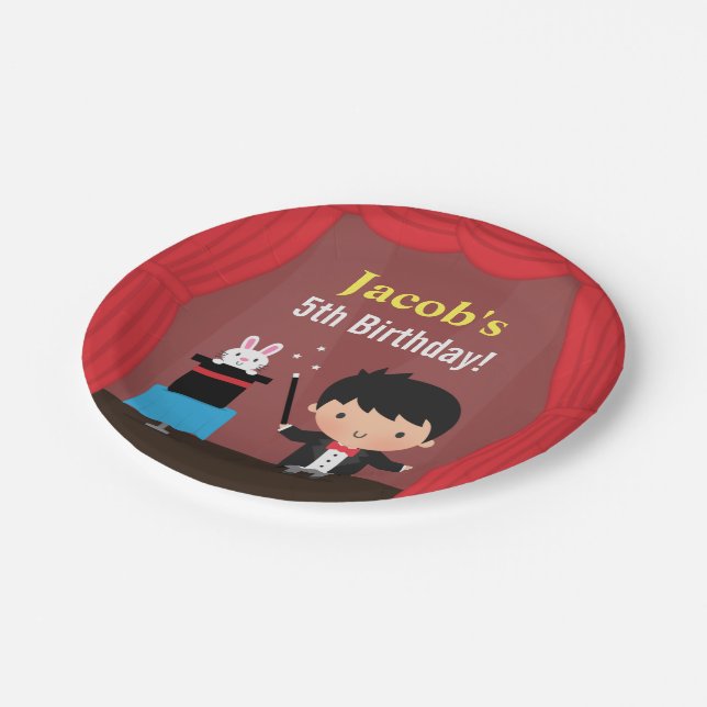 Cute Magician Kids Magic Birthday Party Paper Plate (Angled)