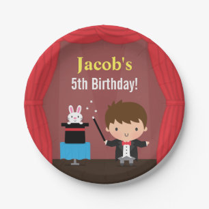 Cute Magician Kids Magic Birthday Party Supplies Paper Plate