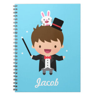 Cute Magician Magic Bunny Trick Boys Personalised Notebook