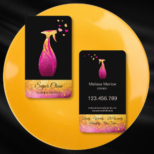 Cute Maid Cleaning House Colourful Hearts Business Card
