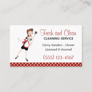 Cute Maid House Cleaning Service Business Card