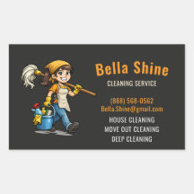 Cute Maid Mascot Cleaning Service Black