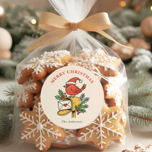 Cute Mailbox Cardinal Christmas Holiday Sticker