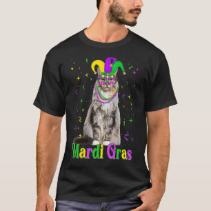 Cute Maine Coon Cat Animals Mardi Gras Carnivals T-Shirt